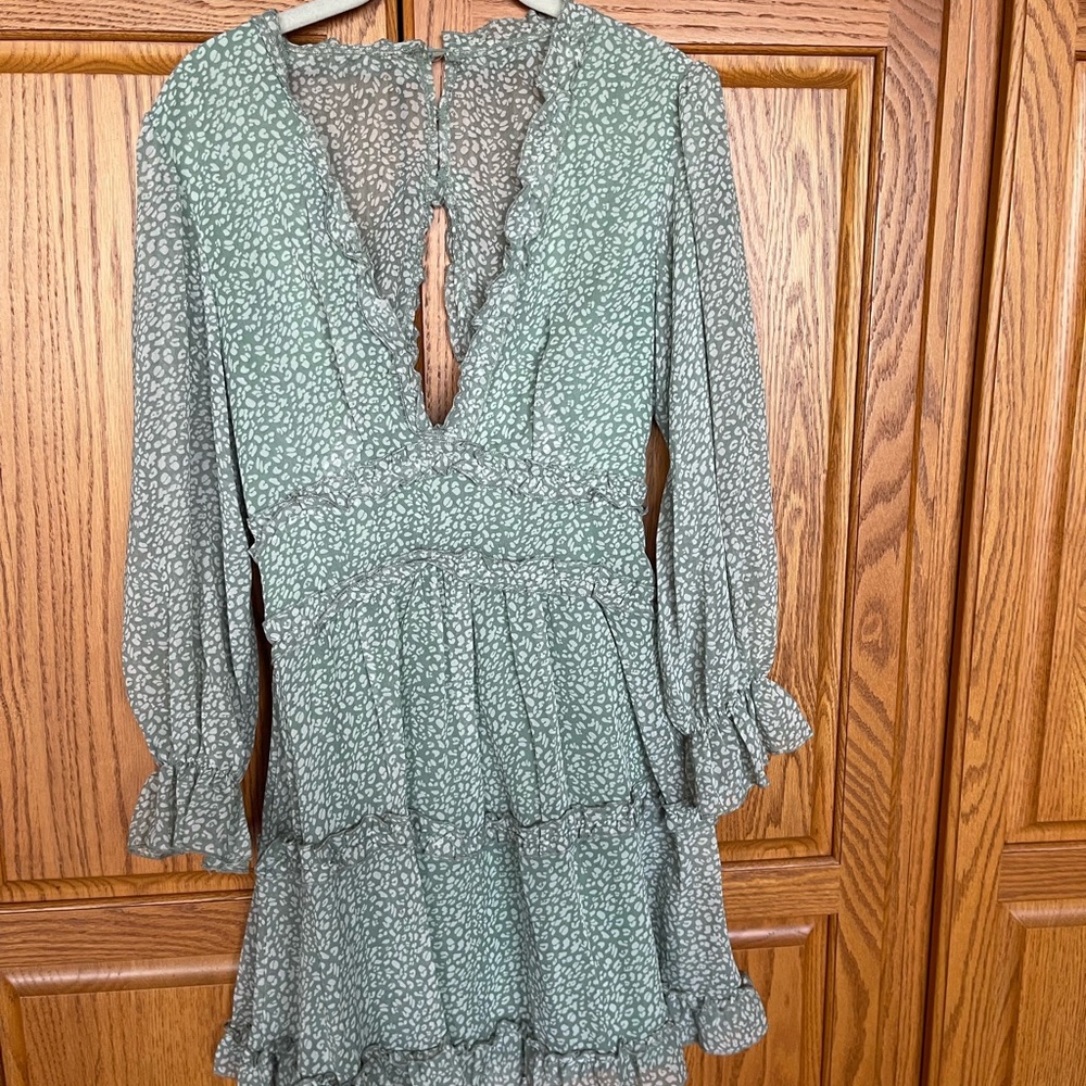 Elegant Green Ruffle Dress
